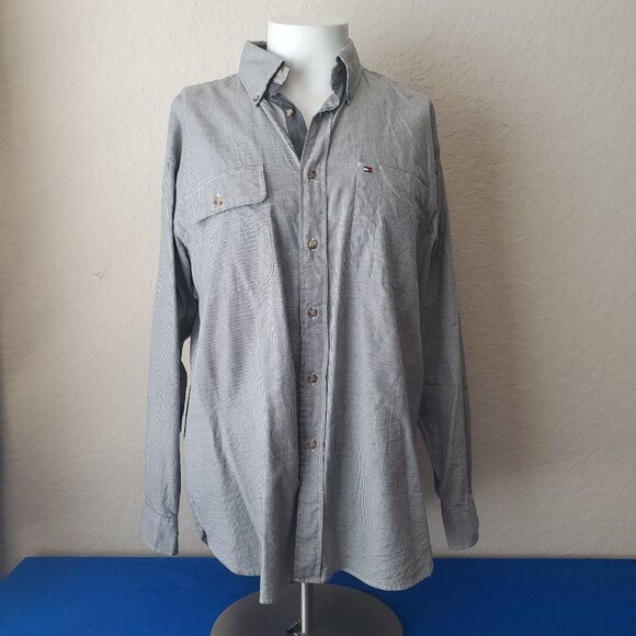 VTG Tommy Hilfiger Men's Hounds tooth Long Sleeve Button Up Shirt L - Picture 1 of 11